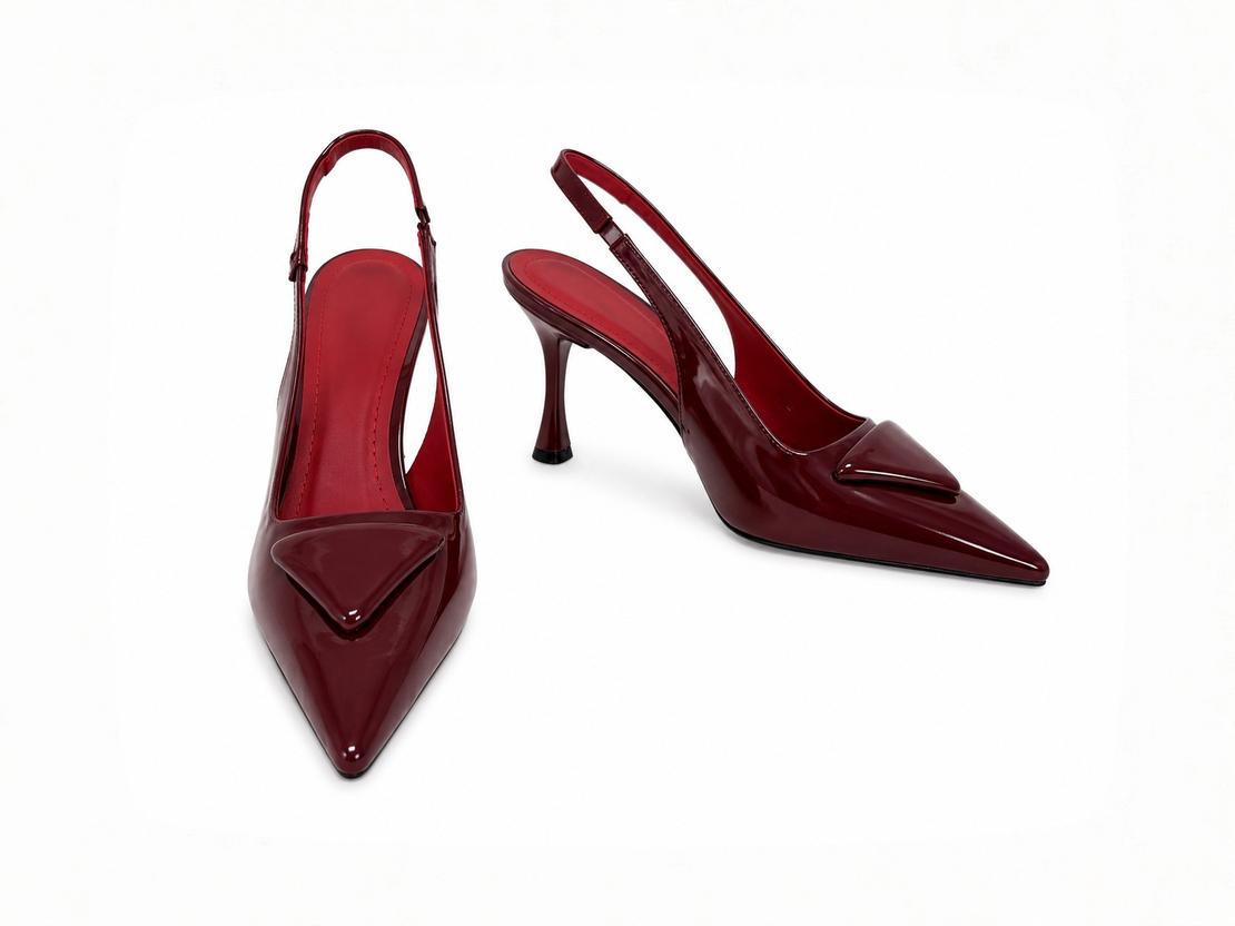 Women's elegant shoes / eco leather / burgundy / 256-6