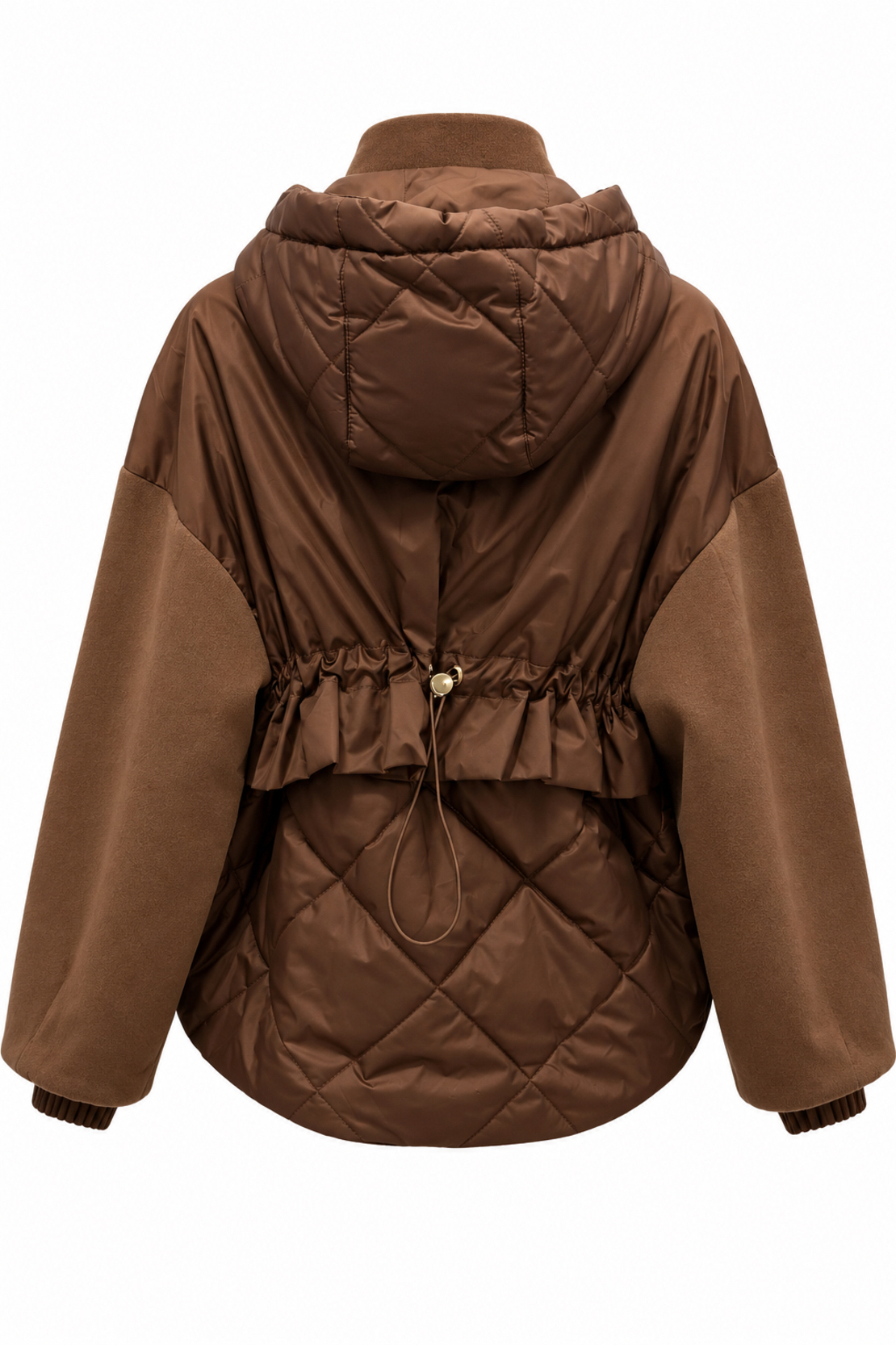 Brown Hooded Jacket with Quilted Pockets/25101/