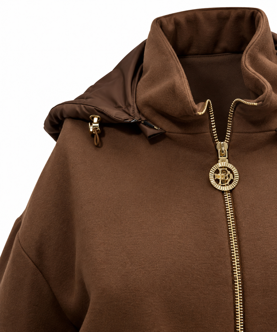 Brown Hooded Jacket with Quilted Pockets/25101/
