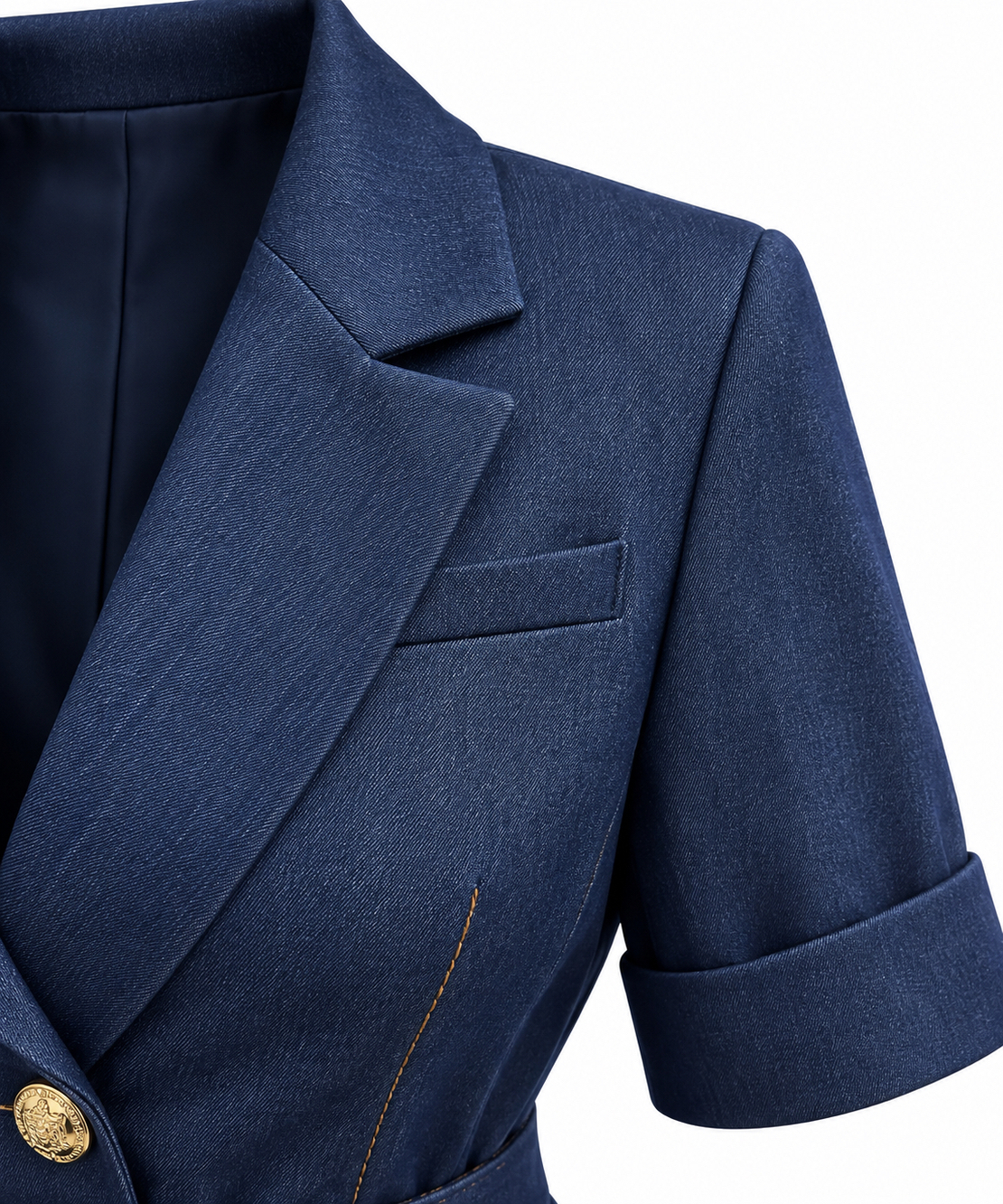 Elegant dark navy blazer with belt/20-79/