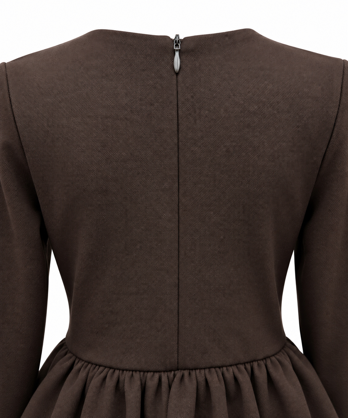 Elegant Women’s Peplum Two-Piece Set/2608/Brown