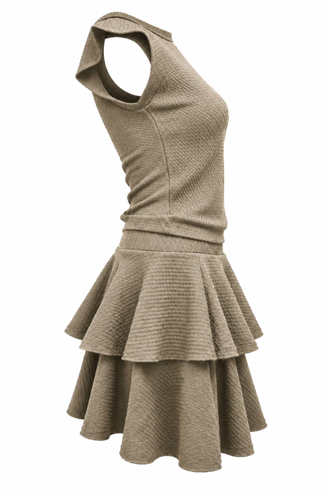 Elegant Two-Piece Women’s Set with Flared Skirt /2450/Beige