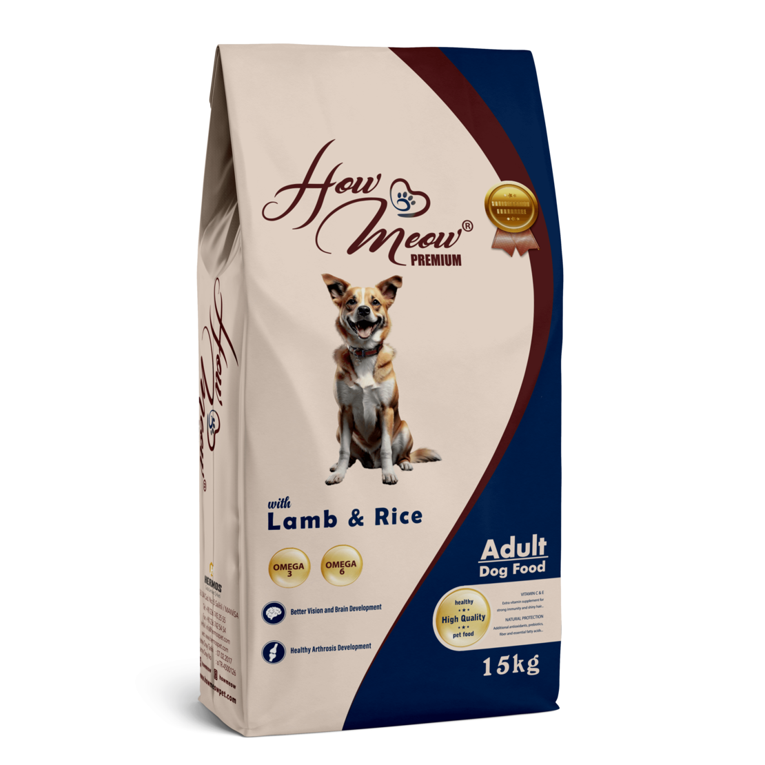 How Meow Adult Dog Food Агне и ориз 15 кг.