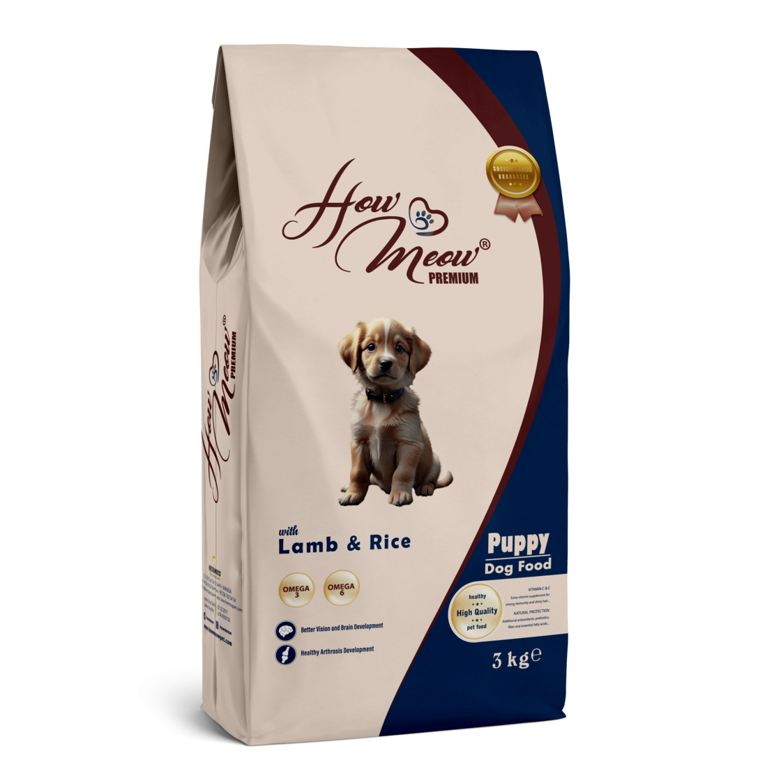 How Meow Puppy Dog Food Агне и ориз 3 кг.