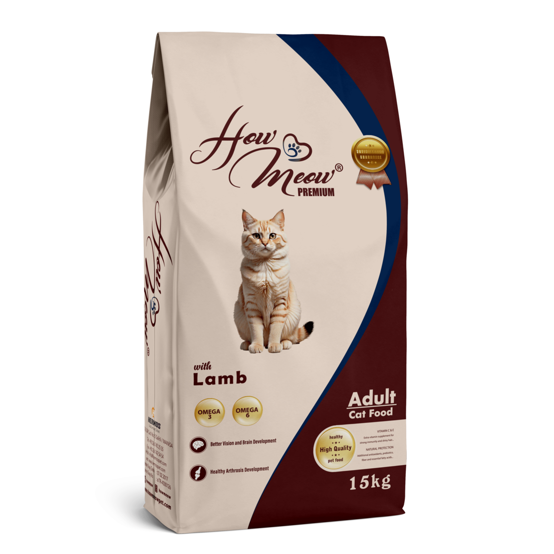 How Meow Premium Adult Cat Food с Агне – 15 кг.