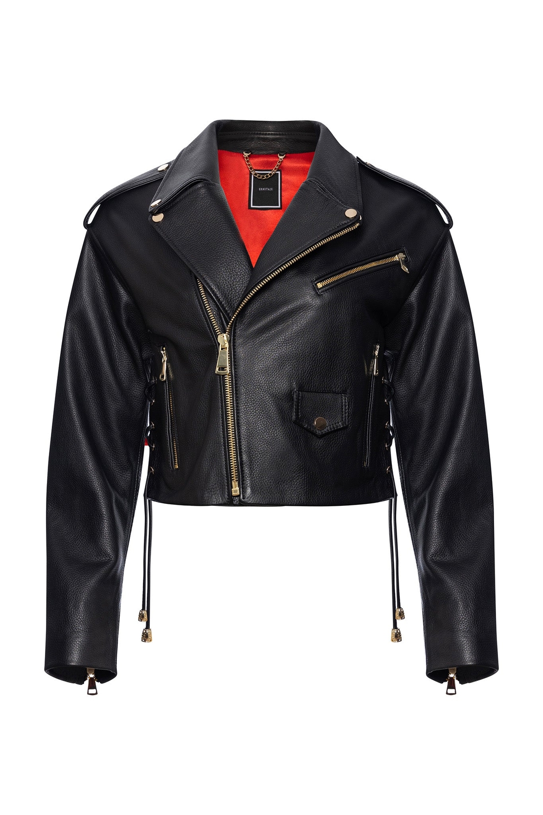 Cropped leather biker jacket ,, Silhouette