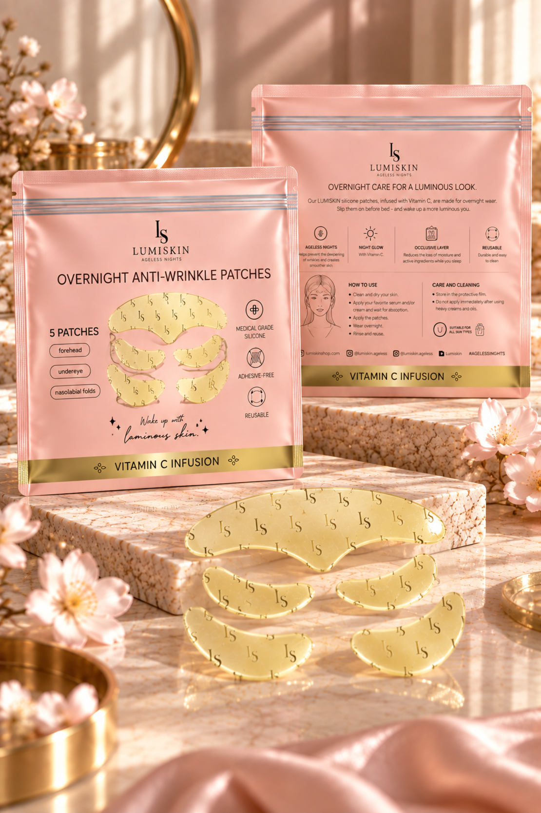 LUMISKIN Overnight Anti-Wrinkle Face Patches с витамин C – 5 броя