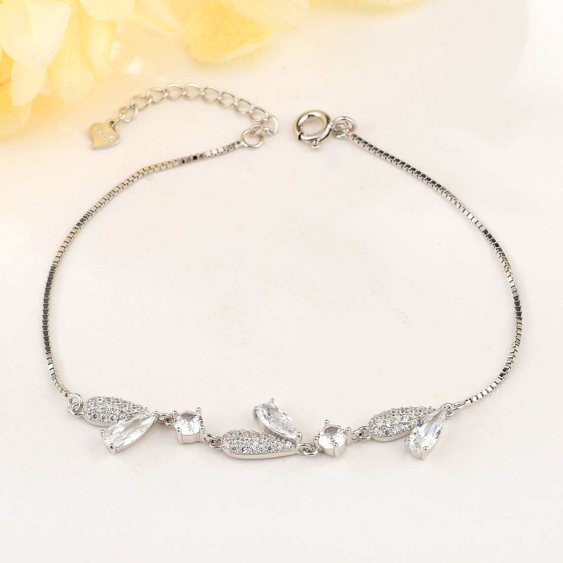 SILVER  BRACELET WITH RHODIUM AND CRYSTAL SHINE