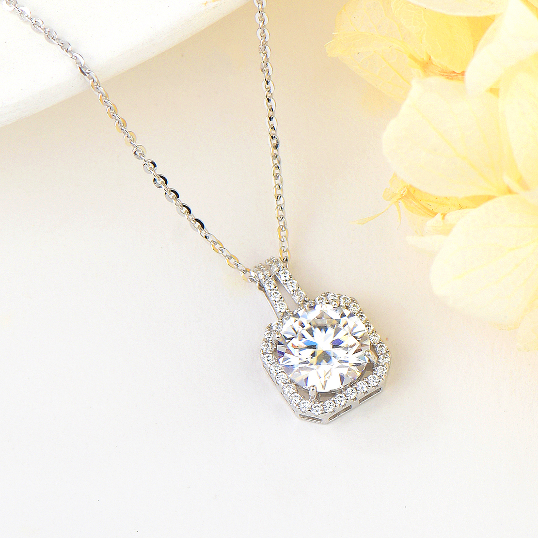 SILVER NECKLACE MOISSANITE