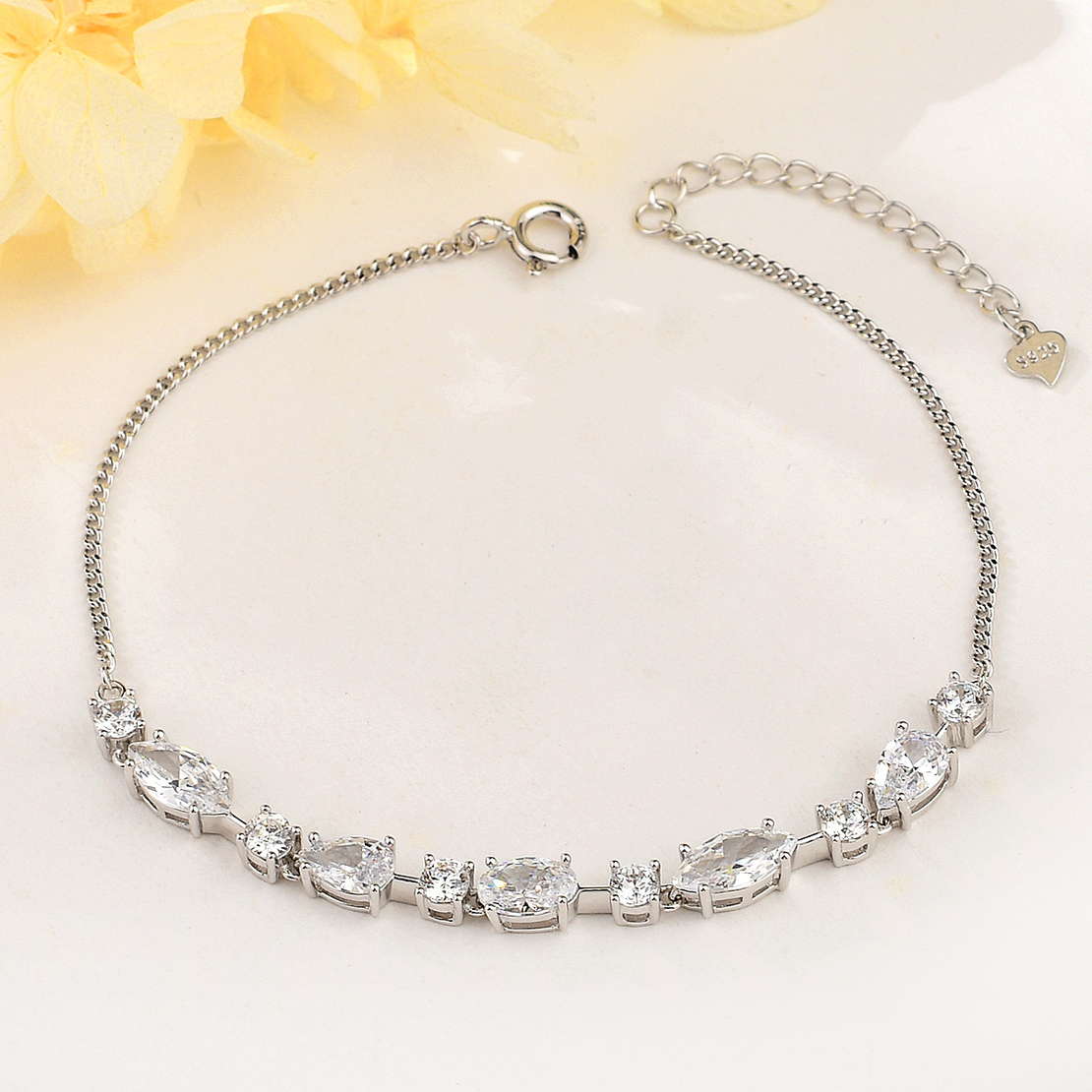 SILVER  BRACELET WITH RHODIUM AND CRYSTAL SHINE