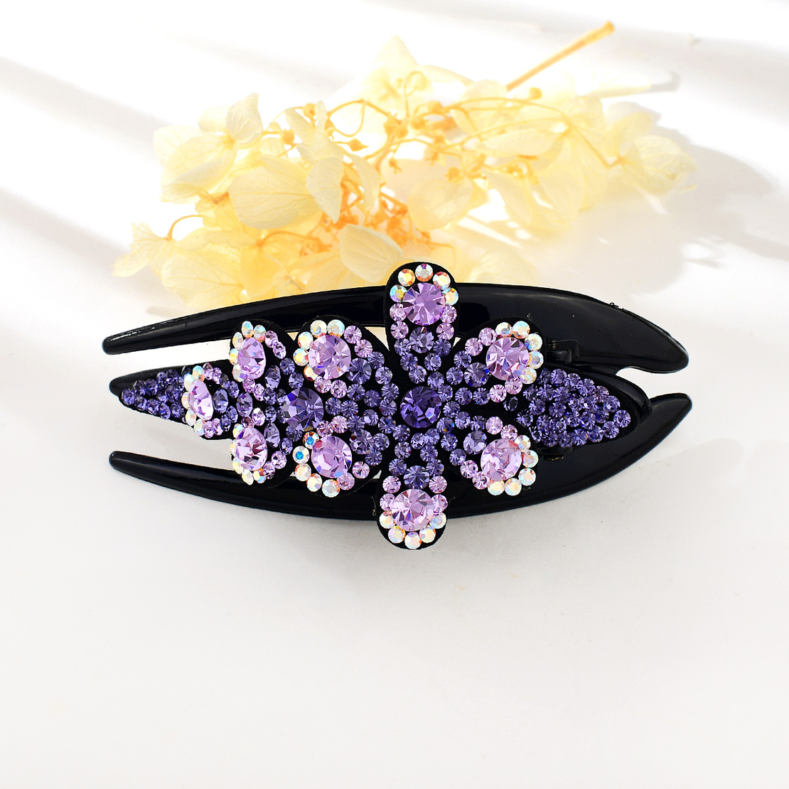 PURPLE FLOWERS HAIR CLIP JEWELRY ACRYLIC