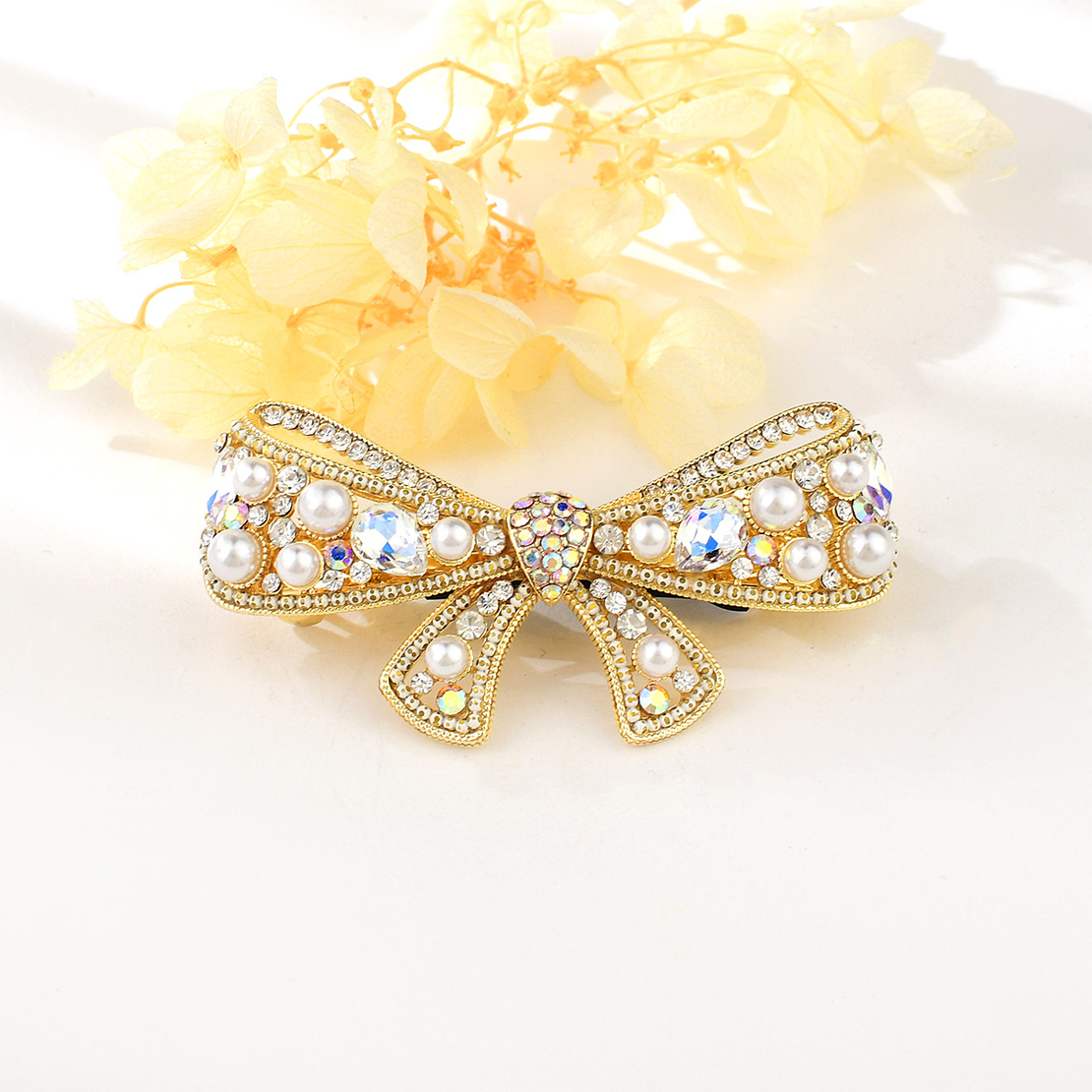 RIBBON HAIR CLIP YELLOW GOLD PLATING