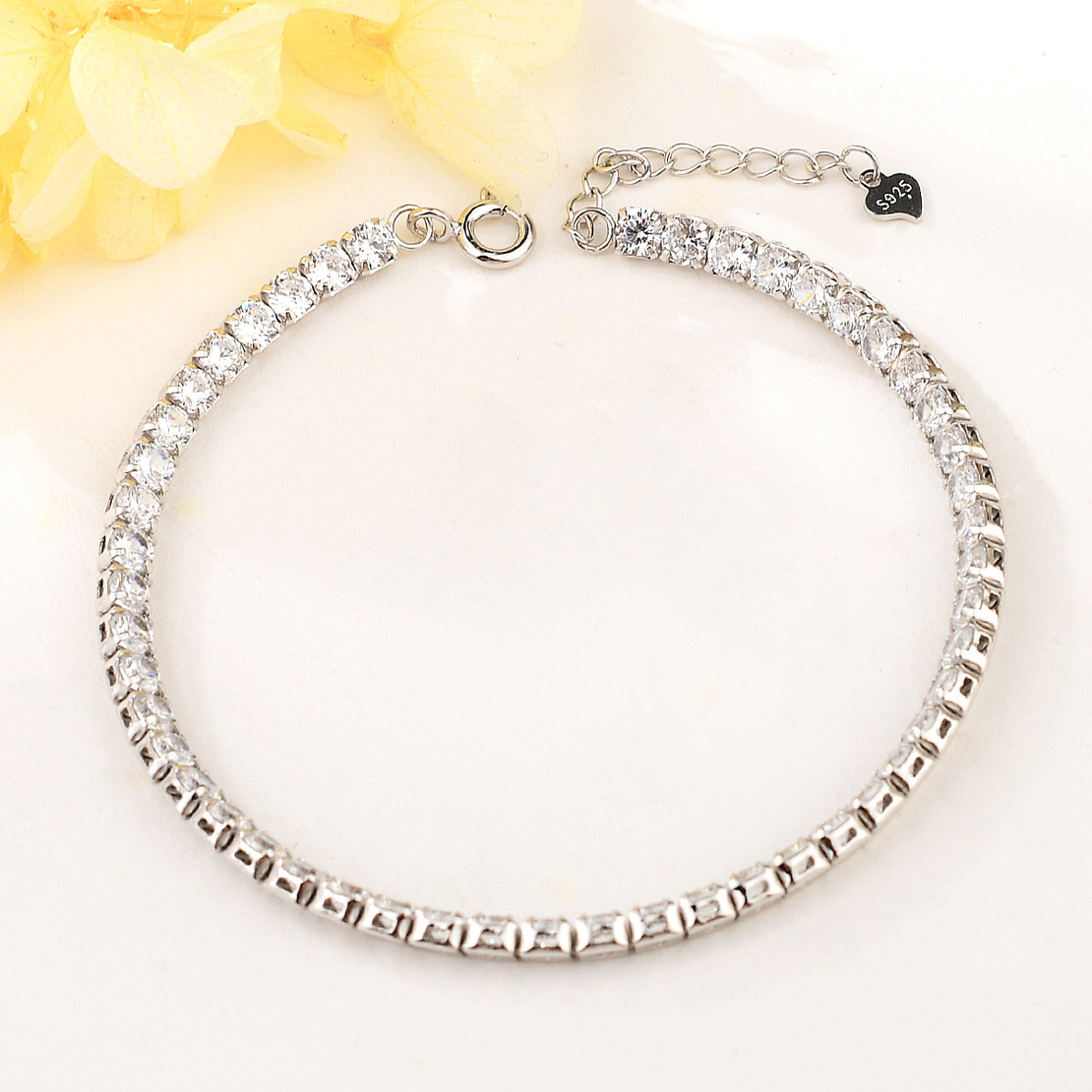 SILVER  BRACELET WITH RHODIUM AND CRYSTALS