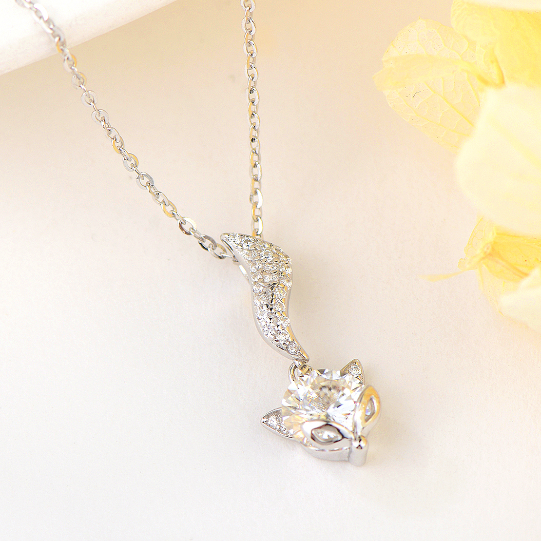 FOX SILVER NECKLACE MOISSANITE