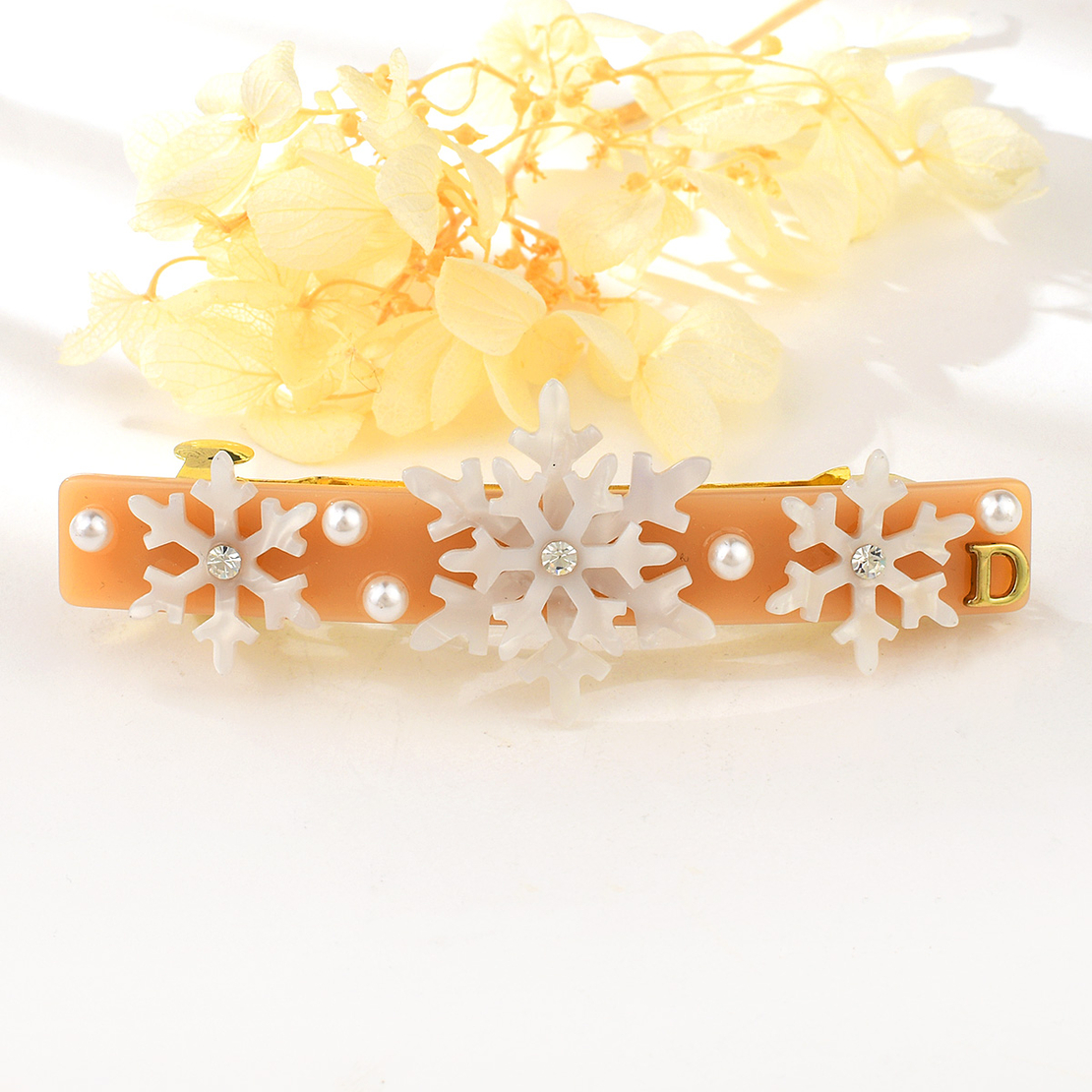 SNOWFLAKES PINK HAIR CLIP JEWELRY ACRYLIC