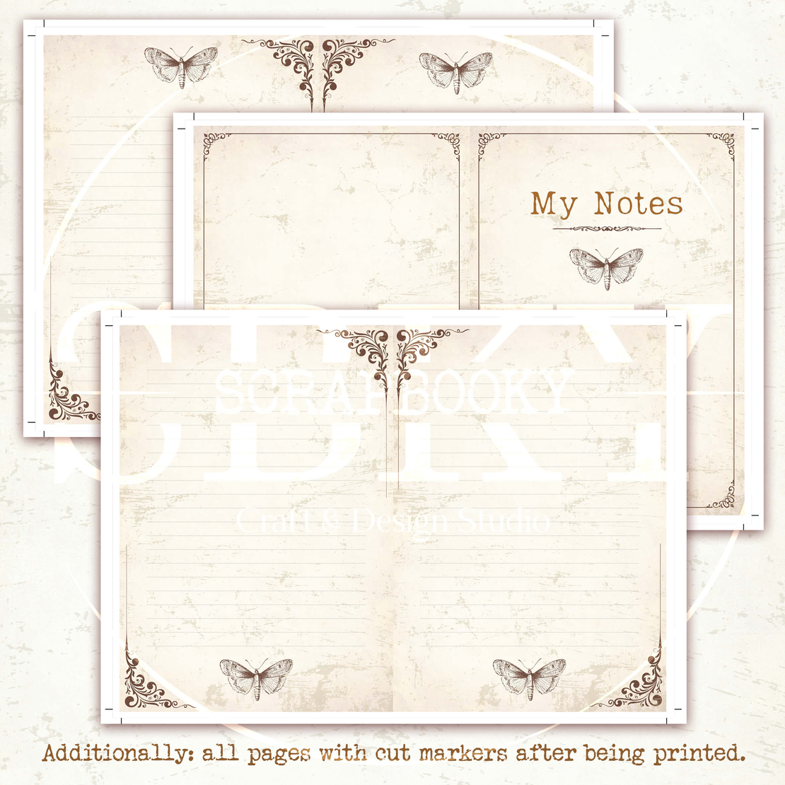 A4 Vintage Digital Note Pages