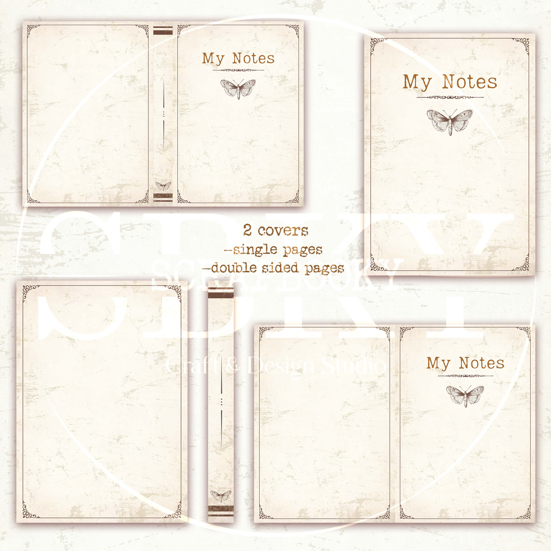 A4 Vintage Digital Note Pages