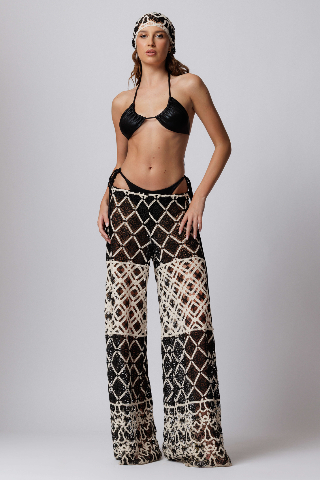 CROCHET WIDE-LEG PANTS