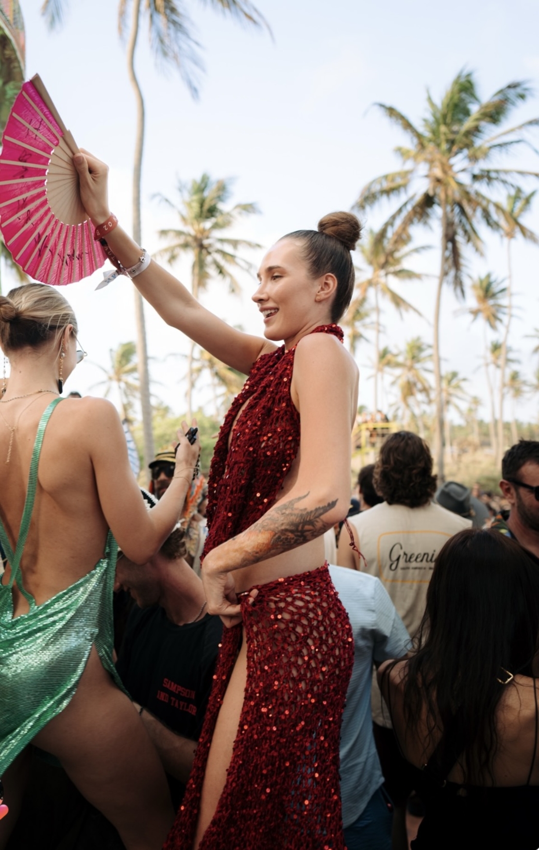 Shimmer Deep-V Hooded Top