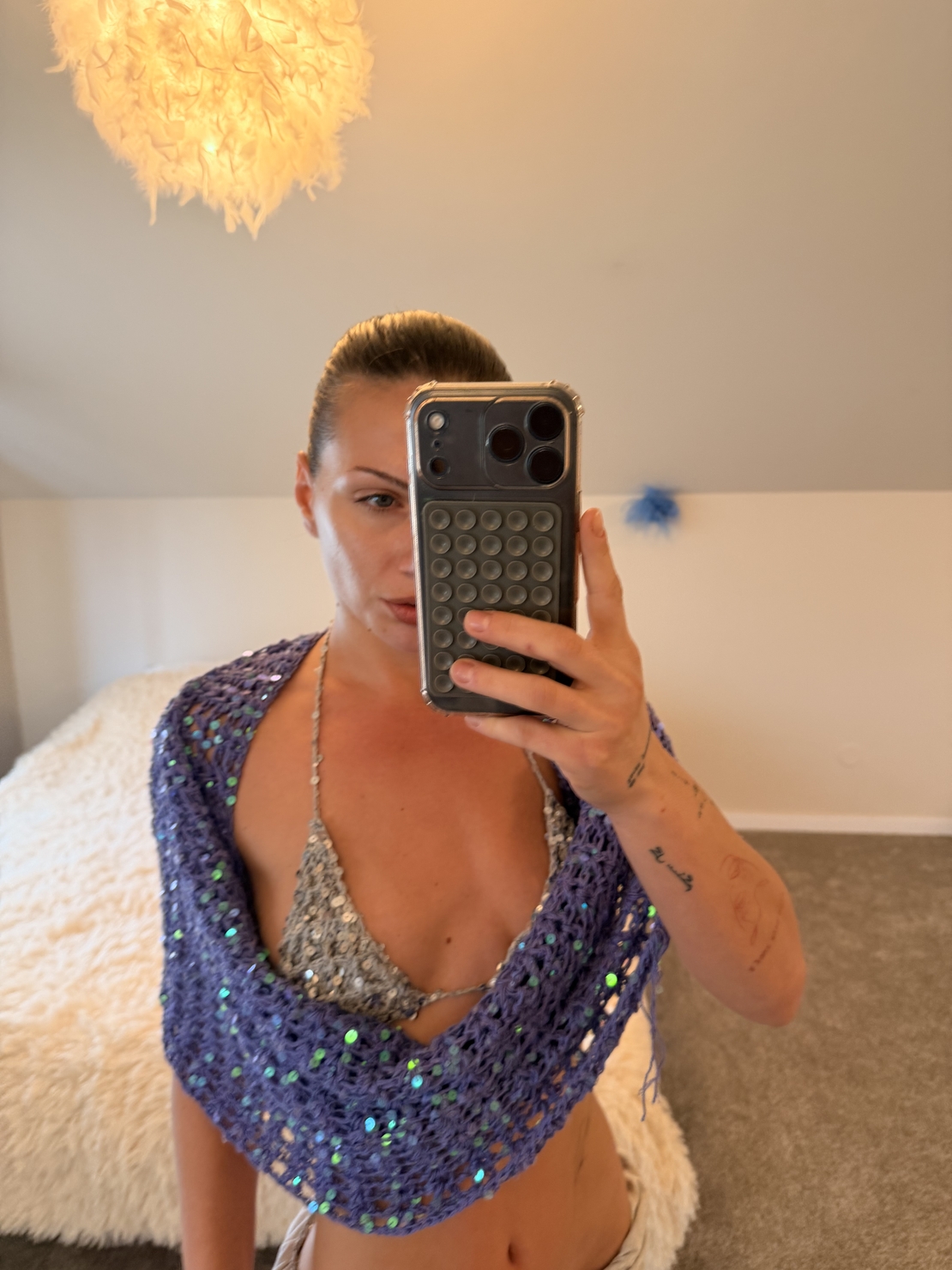Shimmer Deep V Hooded Top/Skirt
