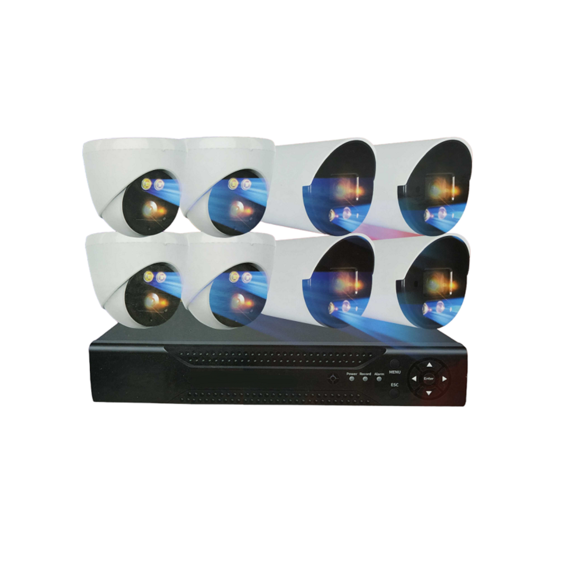 Sistem complet de inregistrare in retea cu 8 camere - CCTV - POE - 080081