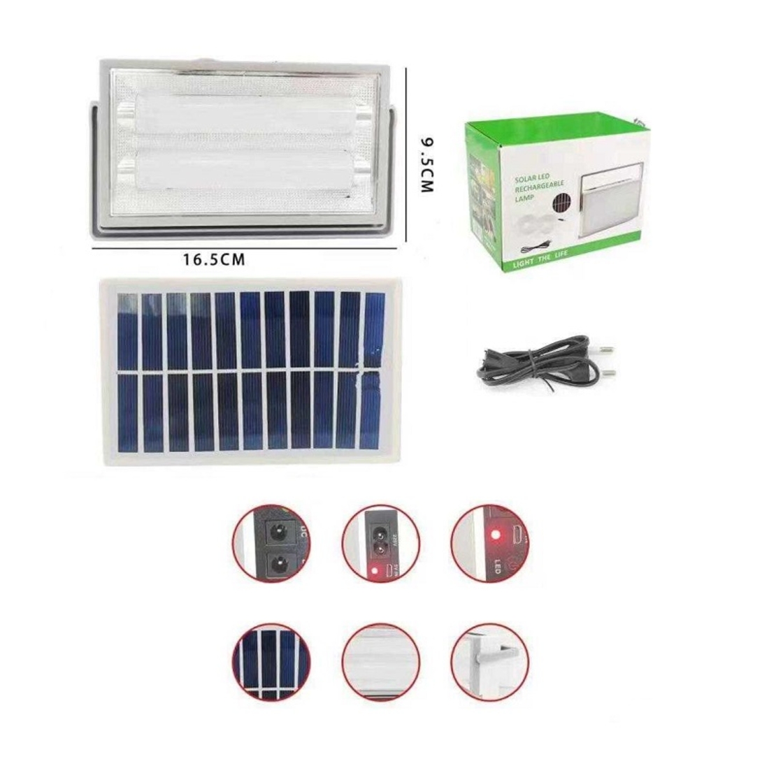 Proiector LED reincarcabil cu panou solar - 7728-2 - 777287