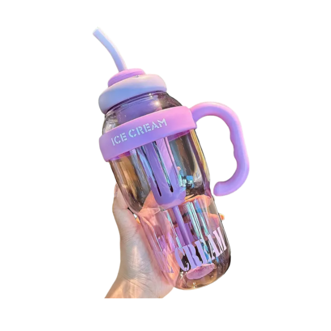 Sticlă-cană de apă din plastic cu paie - 1300 ml - RTS16 - 590166 - Mov