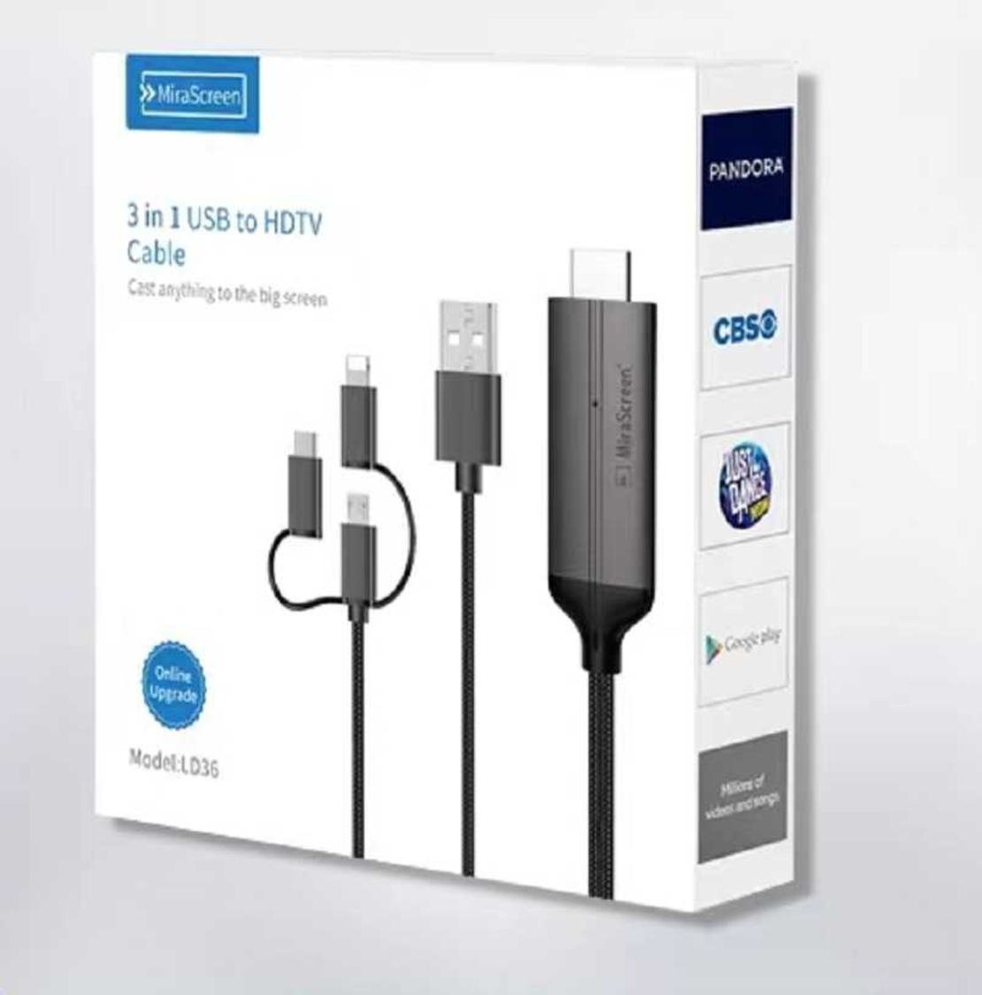 Cablu USB la HDTV - 3 în 1 - LD36 - Mirascreen - 884508