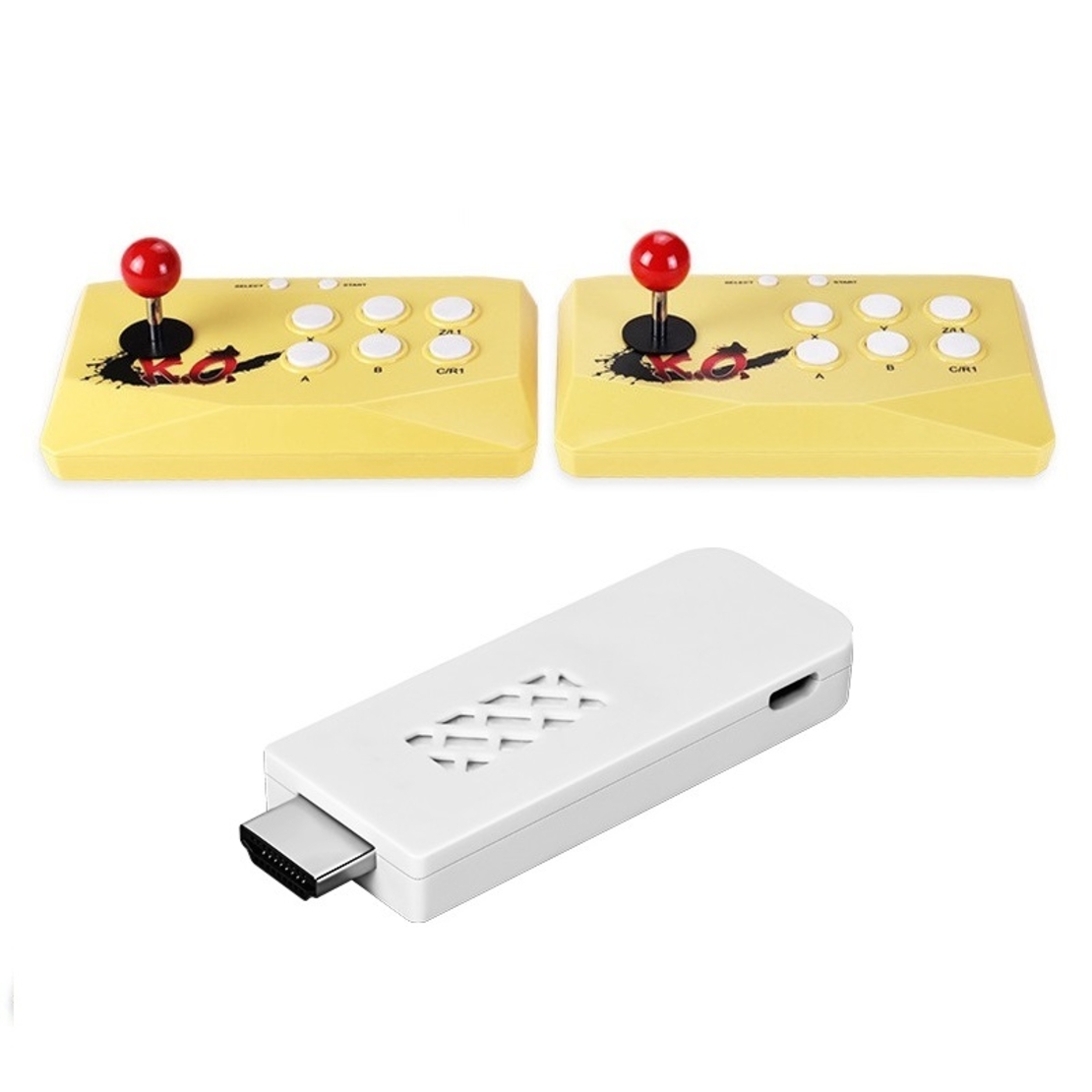 Consola de jocuri wireless cu două controlere - stil retro - X6 - 887639 - galben