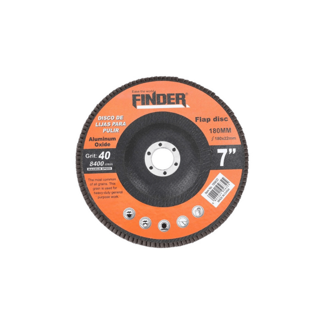 Disc de șlefuit din metal pentru polizor unghiular - 7'' - Grit40 - Finder - 195632
