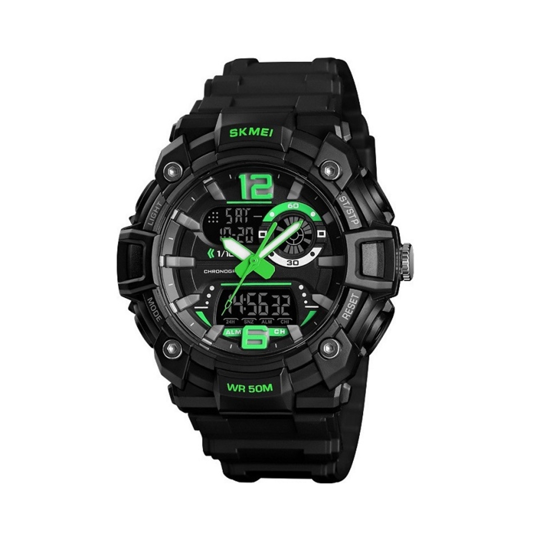 Ceas de mana cu afisaj analog si digital - Skmei - 1529 - Negru/Verde
