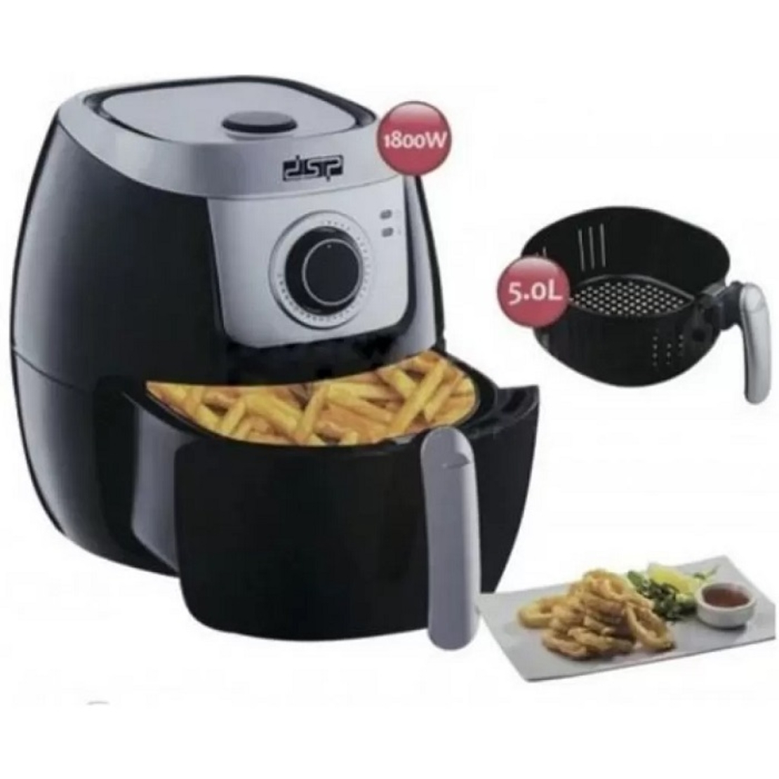 Friteuza cu aer cald fara ulei - Friteuza cu aer - 5L - KB2031 - DSP - 562052 - Negru