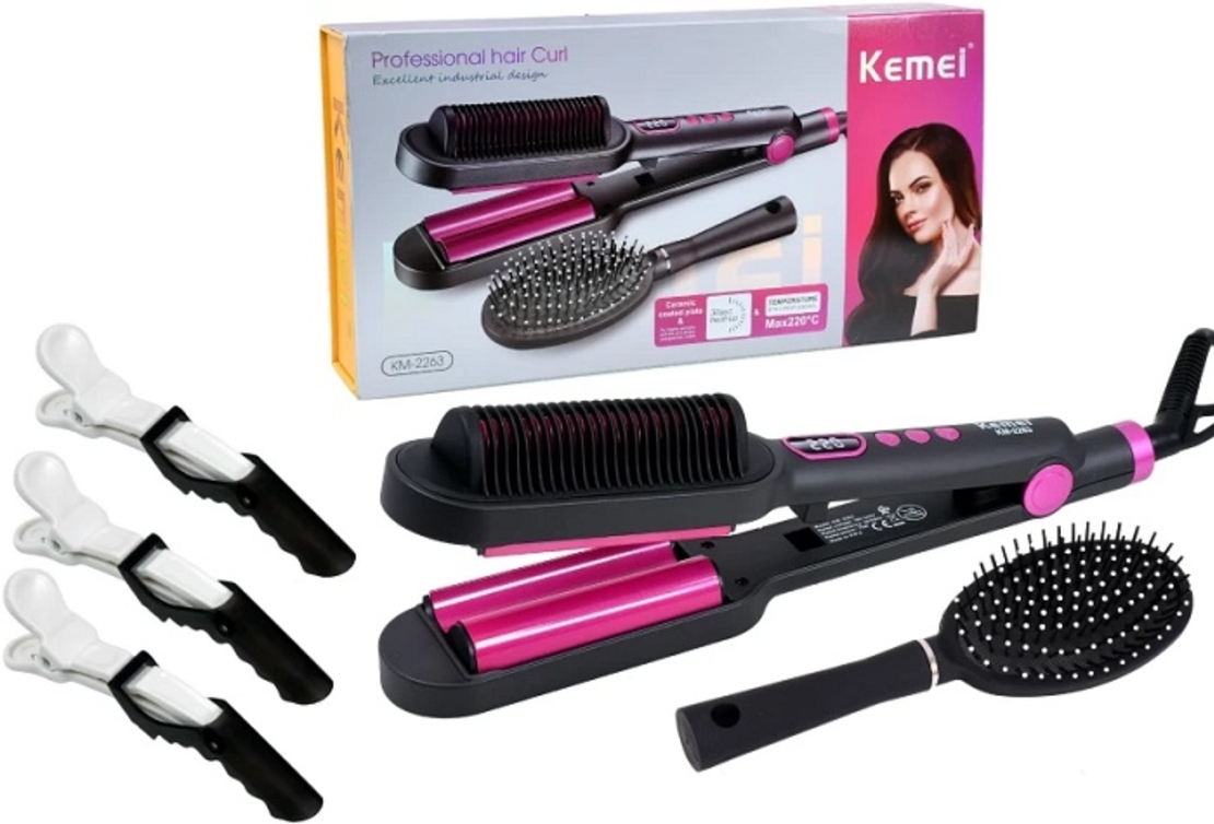Placa electrica de indreptat parul si presa ondulata - Multistyler - KM-2263 - Kemei