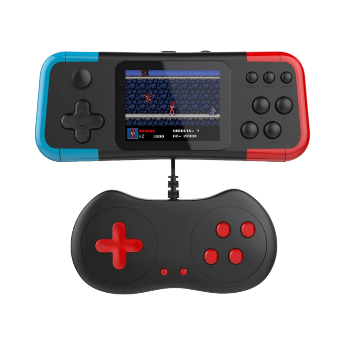 Consolă de jocuri portabilă cu controler - A12 - 811047 - negru/albastru/roșu