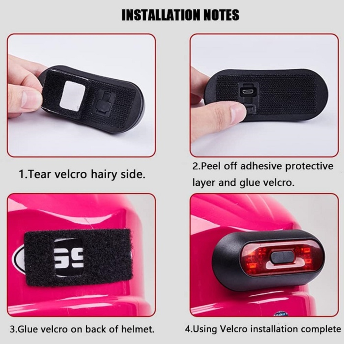 Lumină spate LED reîncărcabilă pentru cască de motocicletă - 3105601