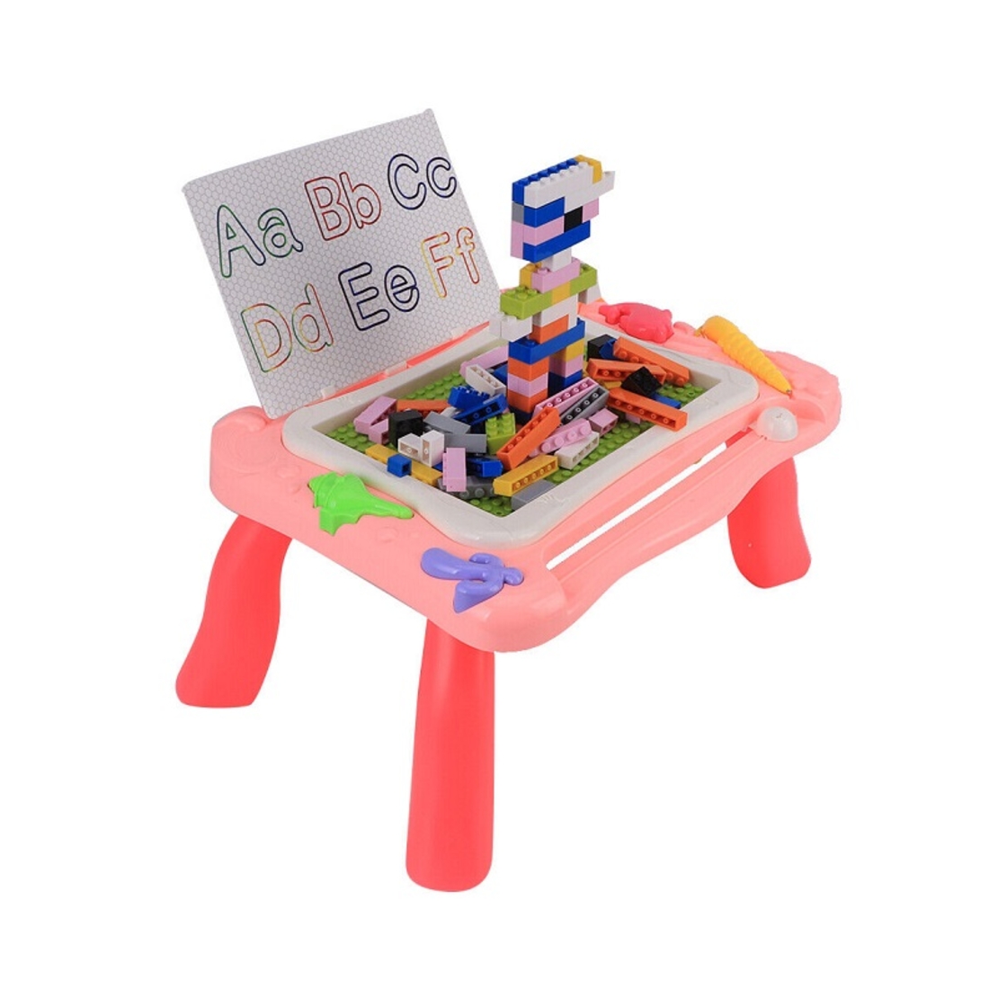 Masa pentru copii 2 in 1 - Placa de desen si constructie - 669-25A - 313431 - Roz