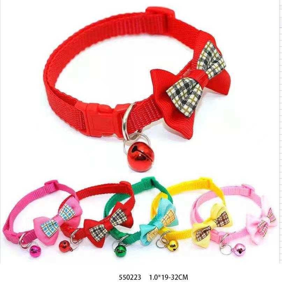 Guler pisica cu clopotel si panglica - 1-19/32cm - 12buc - 550223