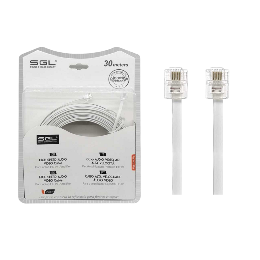 Cablu linie telefonica plat - 6P4C - 30m - 097053