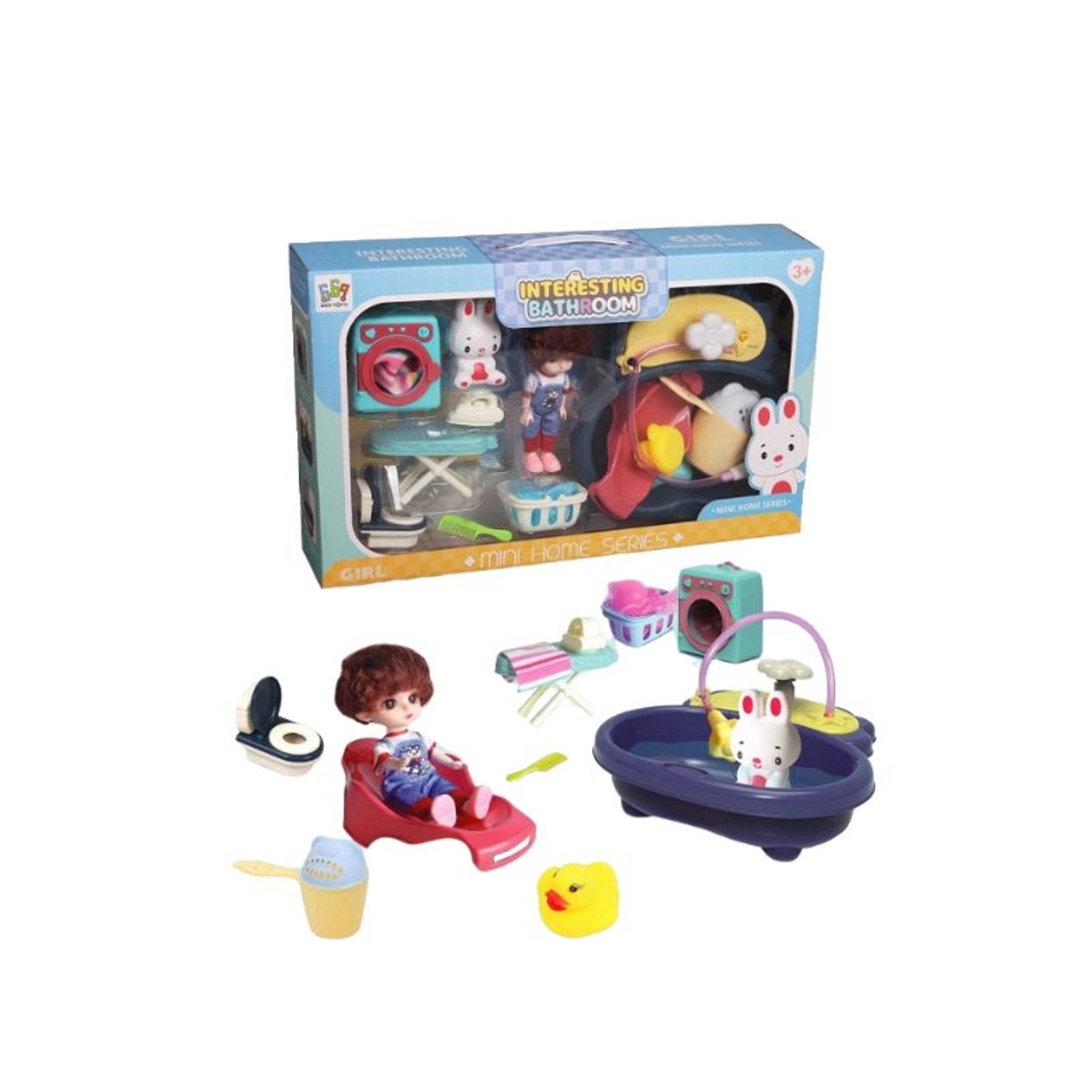 Set de joaca - Papusa si accesorii pentru baie - 669-603d - 805008