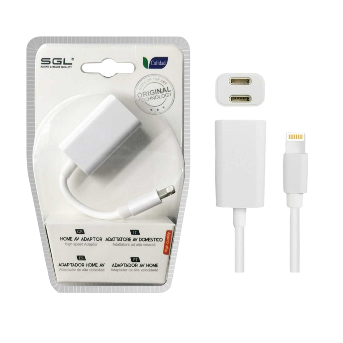 Adaptor iOS - Mascul Lightning la Femeie Lightning Dual - T61 - 096063