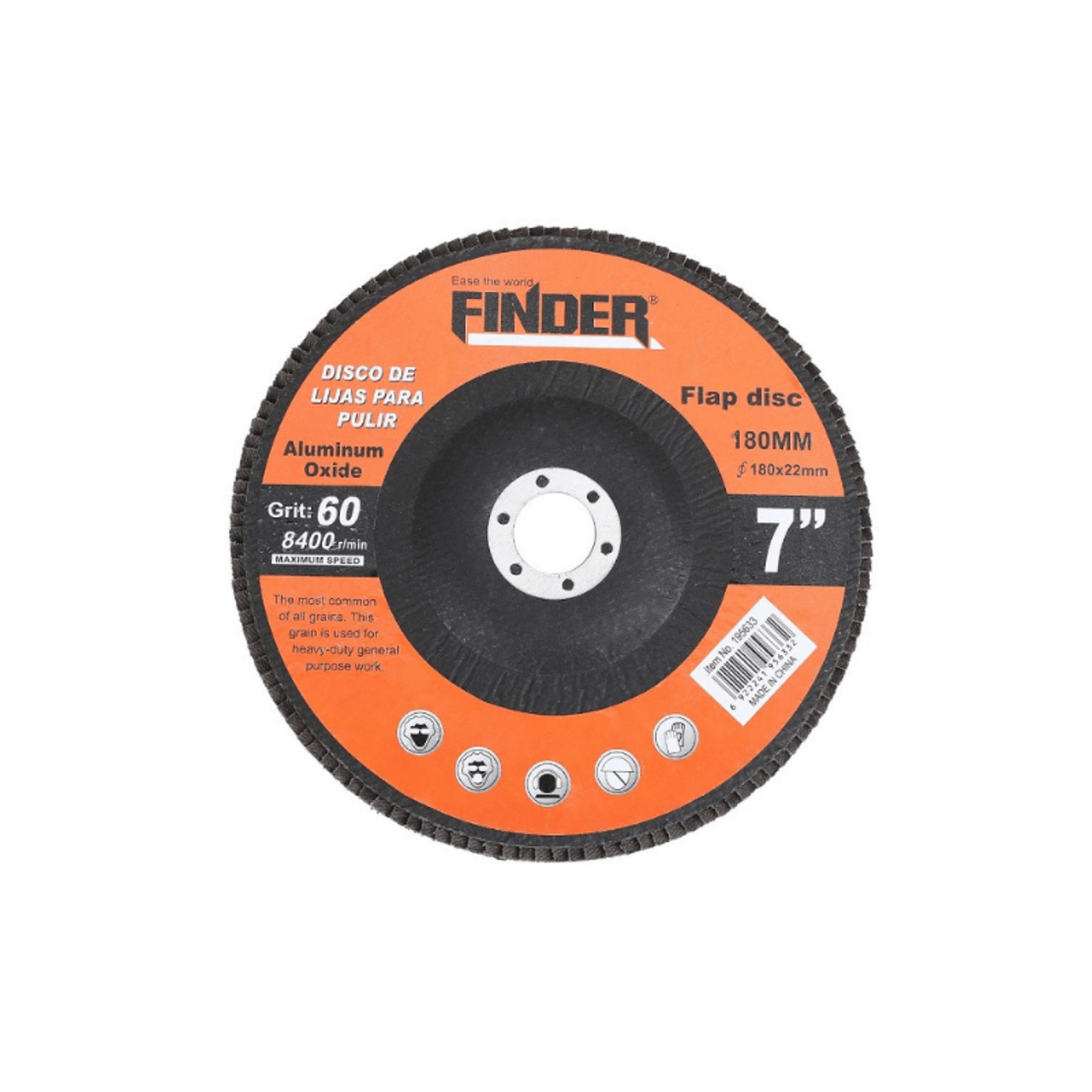Disc de șlefuit din metal pentru polizor unghiular - 7'' - Grit60 - Finder - 195633