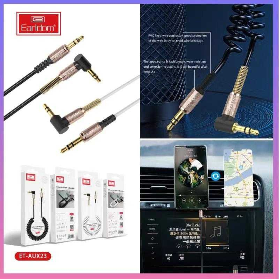 Cablu audio spiralat - ET -AUX23 - Jack 3,5 mm - 880165 - Negru