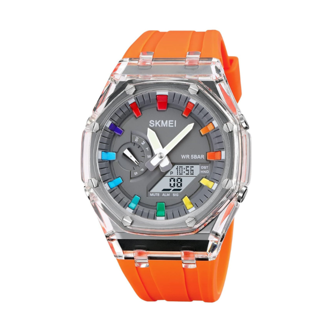 Ceas de mana cu afisaj analog si digital - Skmei - 2100 - Orange