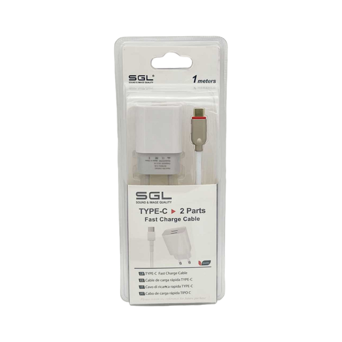 Adaptor de încărcare cu cablu și 2 porturi USB - Tip C - Încărcare rapidă - FA1-S2 - 1m - 099484