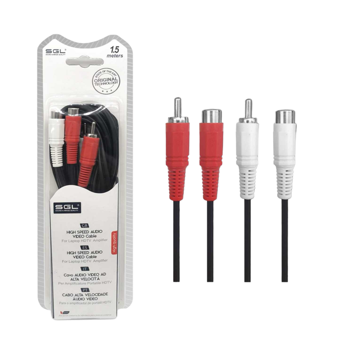 Cablu semnal RCA - 1546 - 2x mascul - 2x femela - 1.5m - 096223