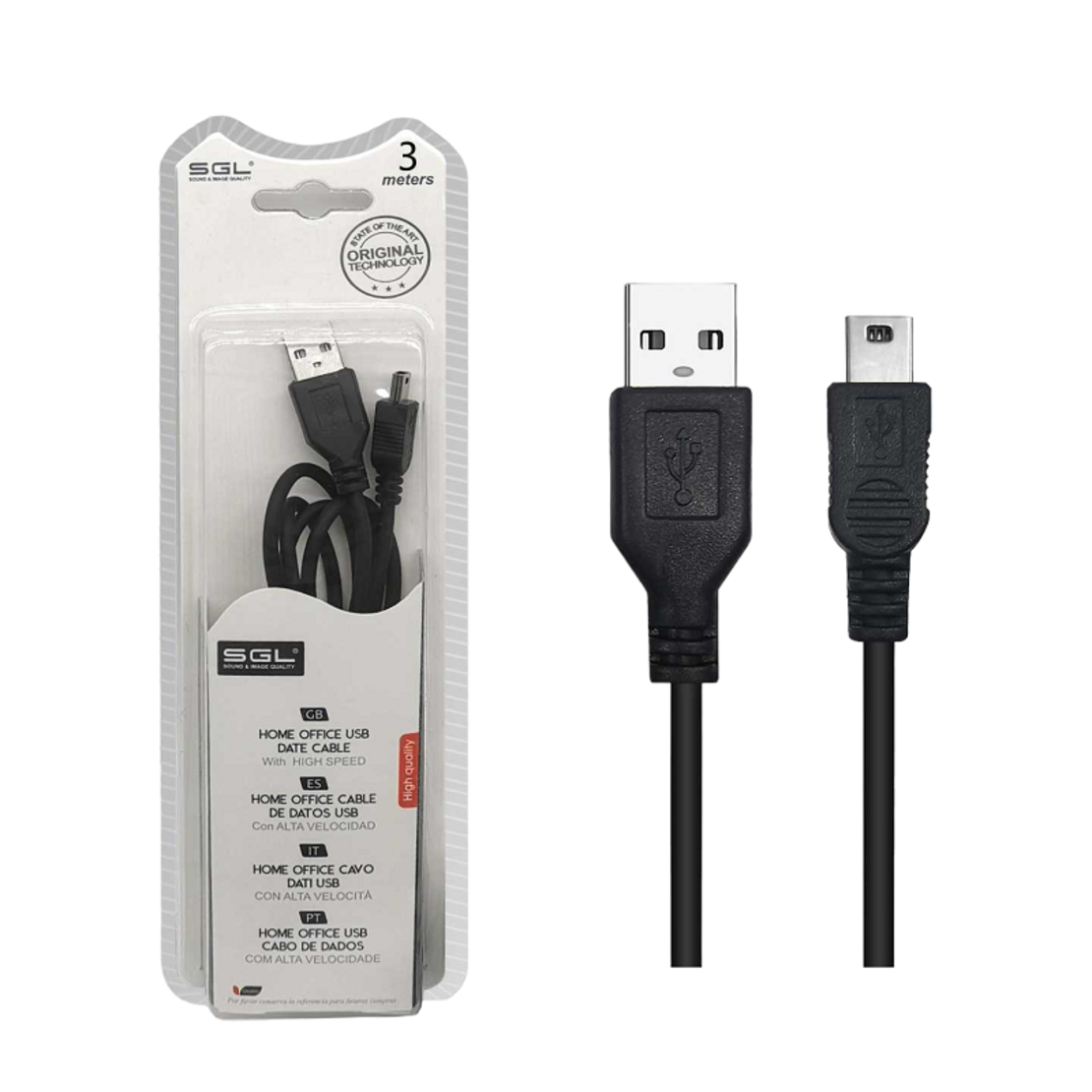 Cablu de transfer de date - Date - 3s - USB -A tată/USB mini tată - 3m - 097190
