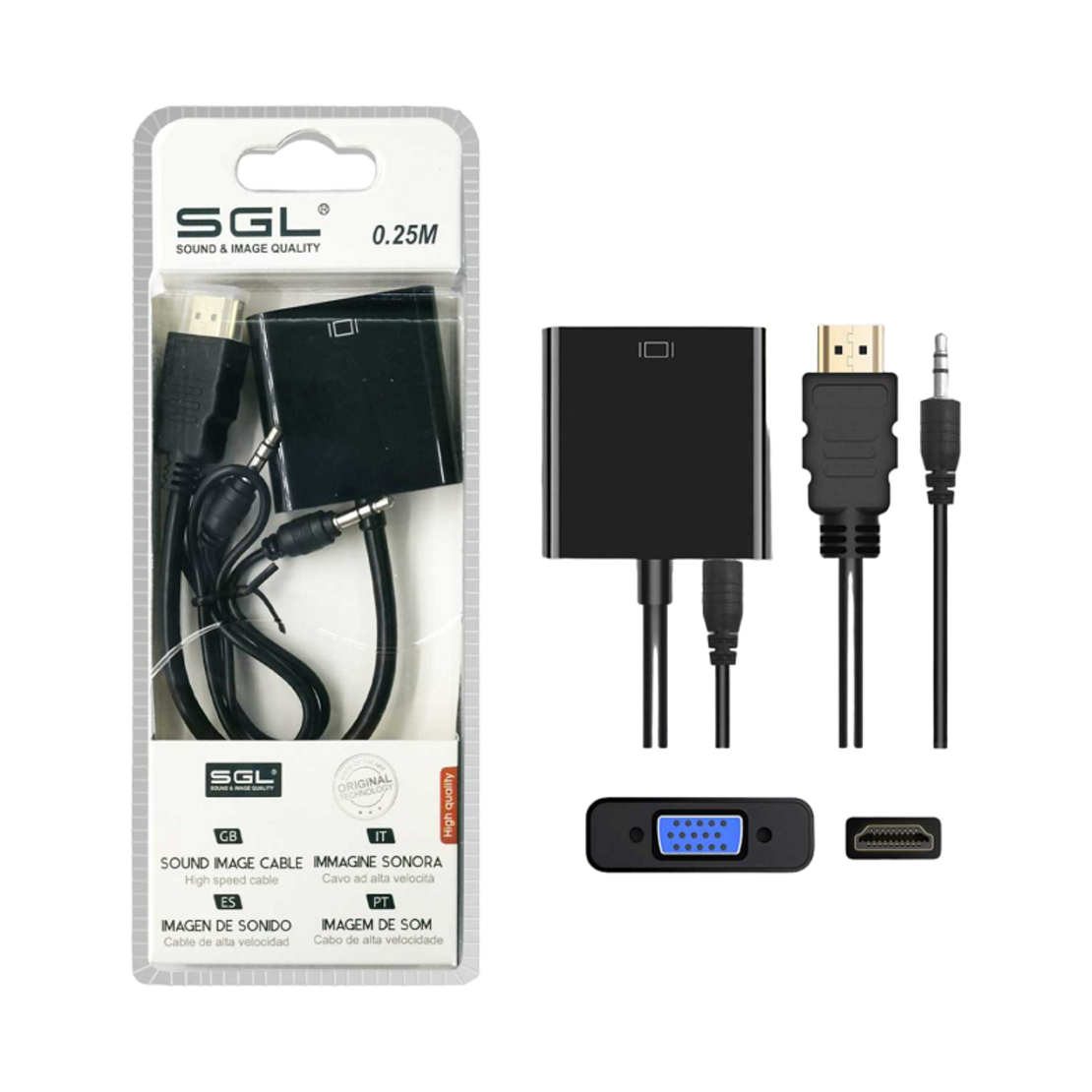 Adaptor VGA la HDMI și jack 3,5 mm - TP1A - 25 cm - 095974