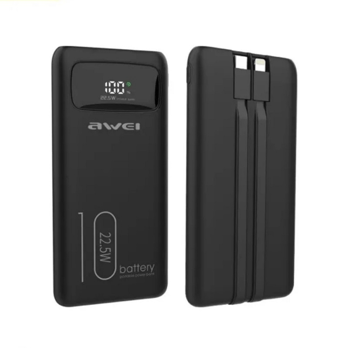 Baterie externă - 10.000 mah - P168K - 22,5 W - AWEI - 888551 - Negru