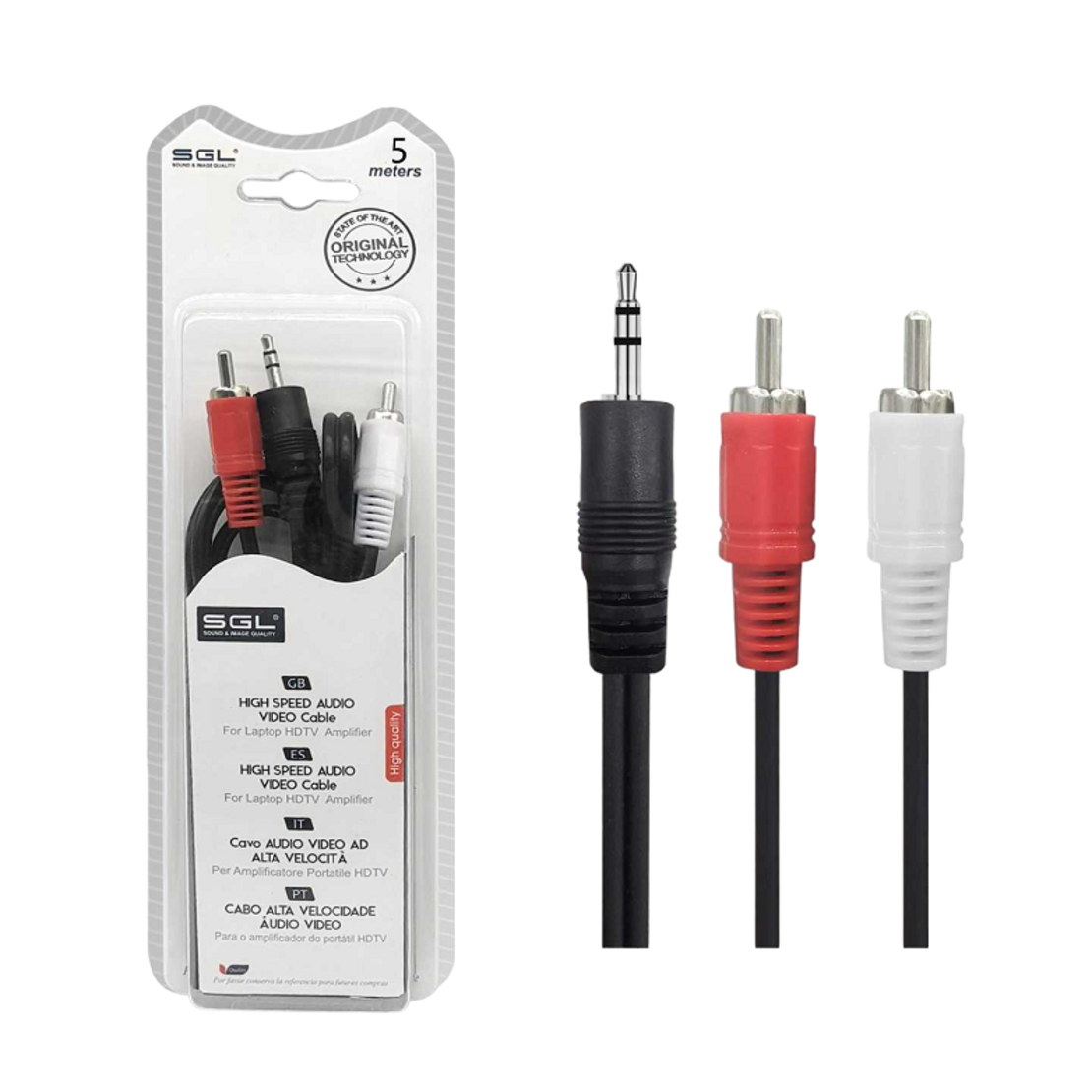 Cablu audio - 412A - mufă 3,5 mm tată/2xRCA tată - 5 m - 096155