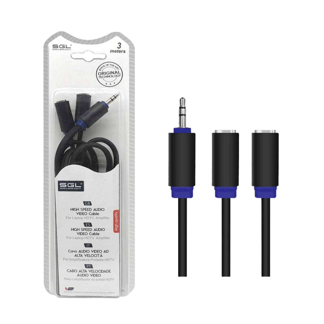 Cablu audio Jack 3.5mm - A1528 - tata/2xfema - 3m - 096278